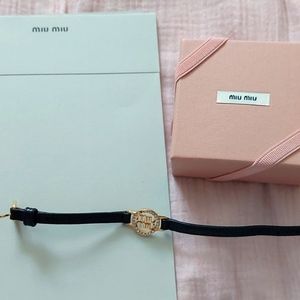Miu Miu Madras leather black bracelet